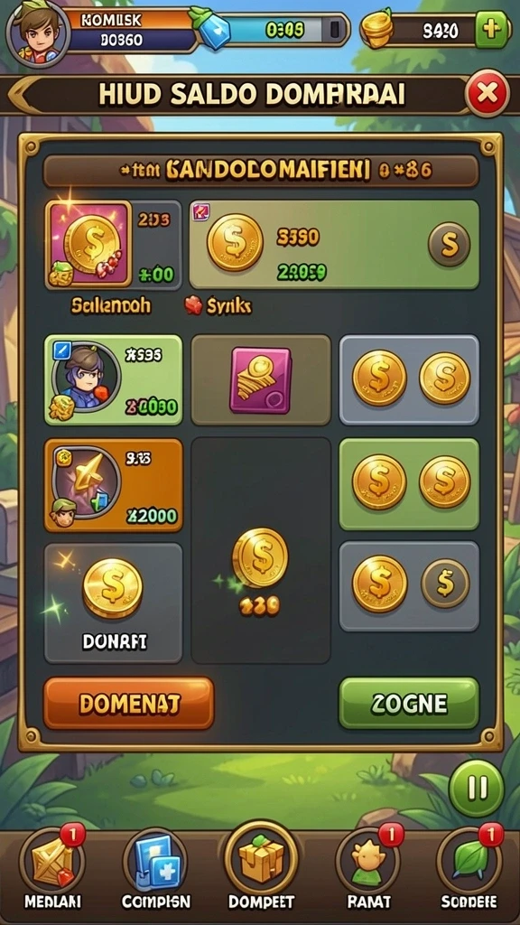 Tampilan antarmuka game yang menawan.
